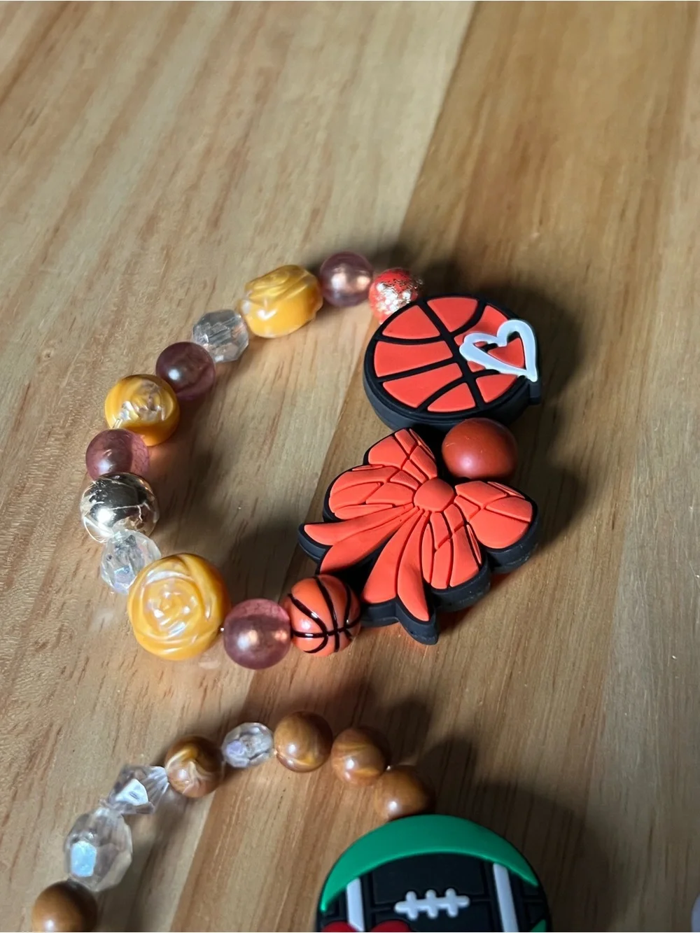 Bracelets B157 Homemade silicone beaded stretch sports theme set of 4